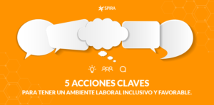5 acciones claves en ambiente laboral inclusivo. Nubes y globos